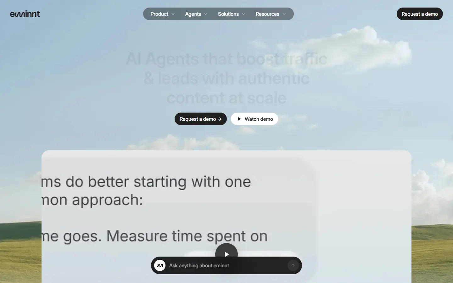Eminnt AI homepage