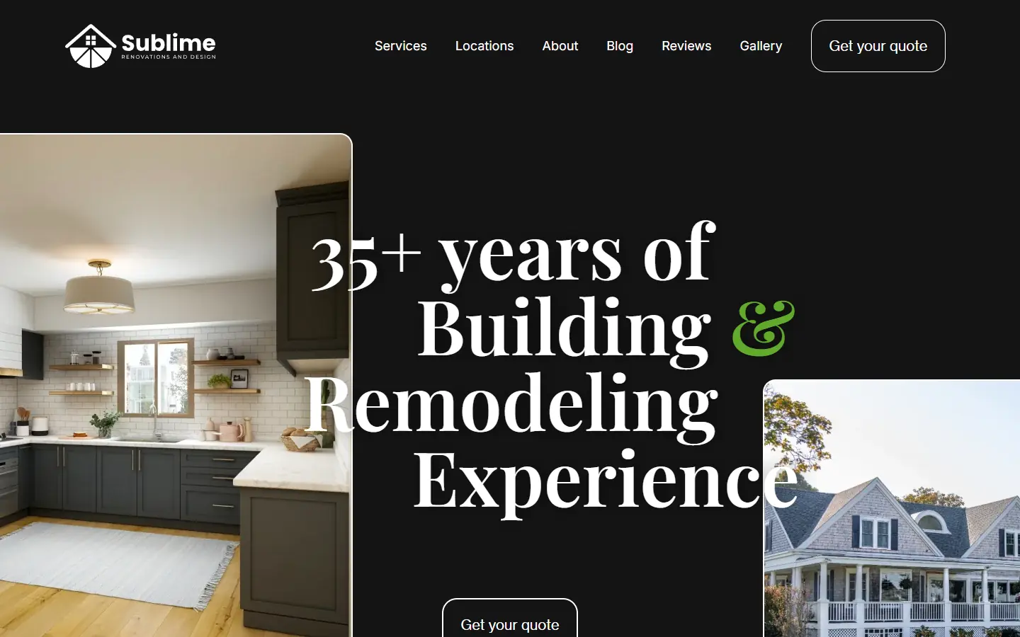 Sublime Renovations homepage